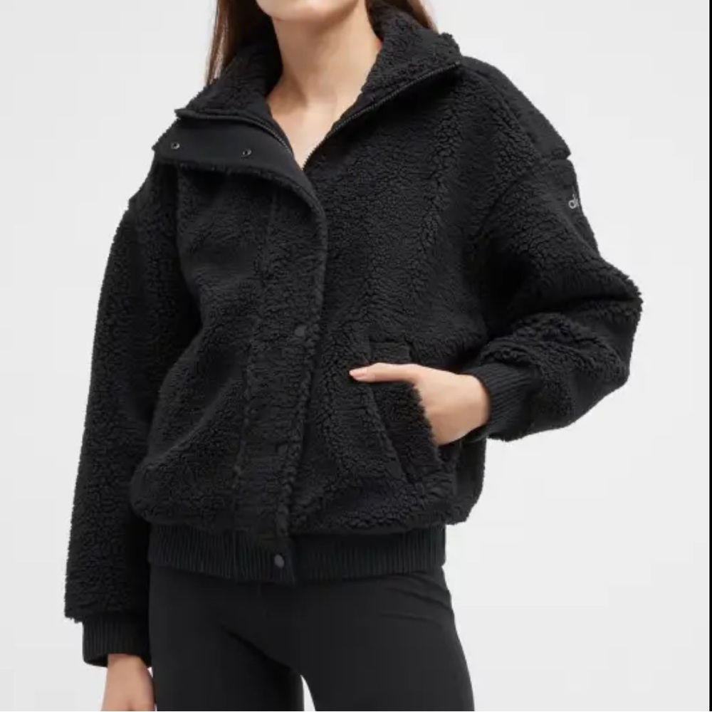 ALO Yoga Cozy Black Varsity Jacket